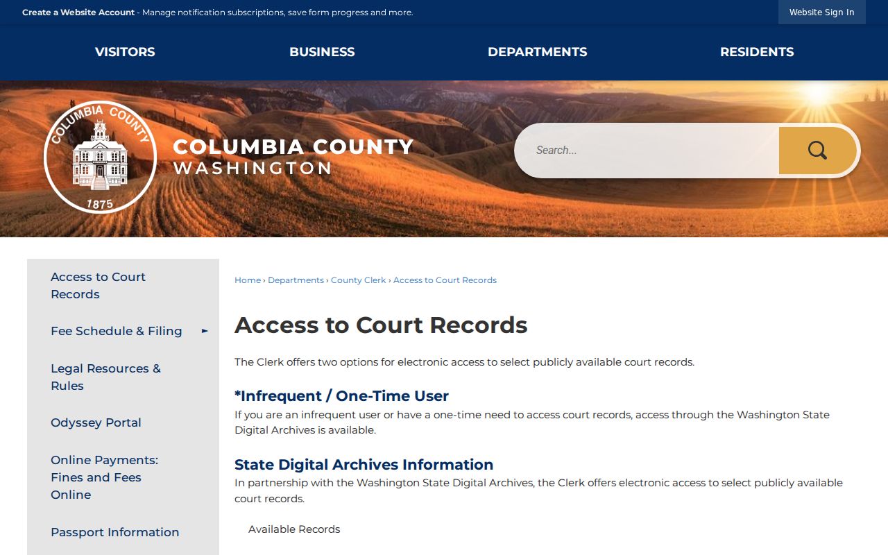 Columbia County Superior Court electronic records access choices