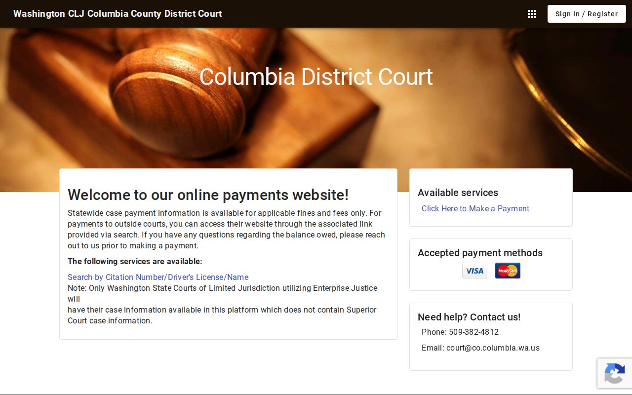 Columbia County traffic citation, license, and name lookup portal