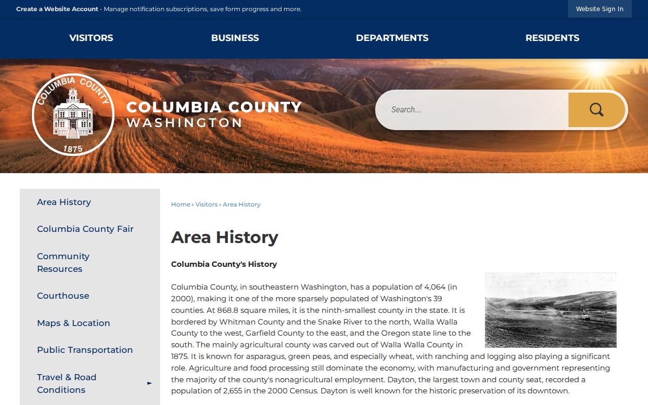 Starbuck court records county geography and railroad history context
