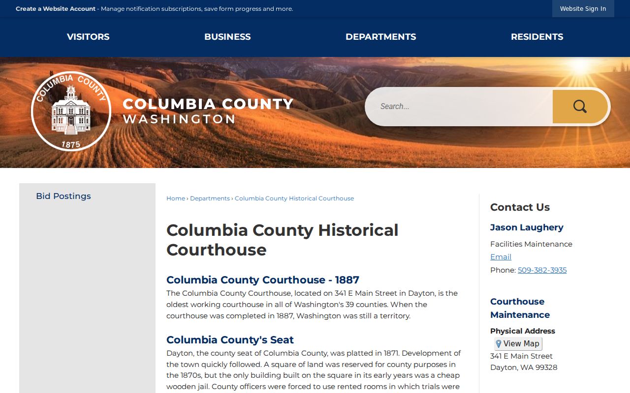 Restored Columbia County courthouse where court docket records are kept