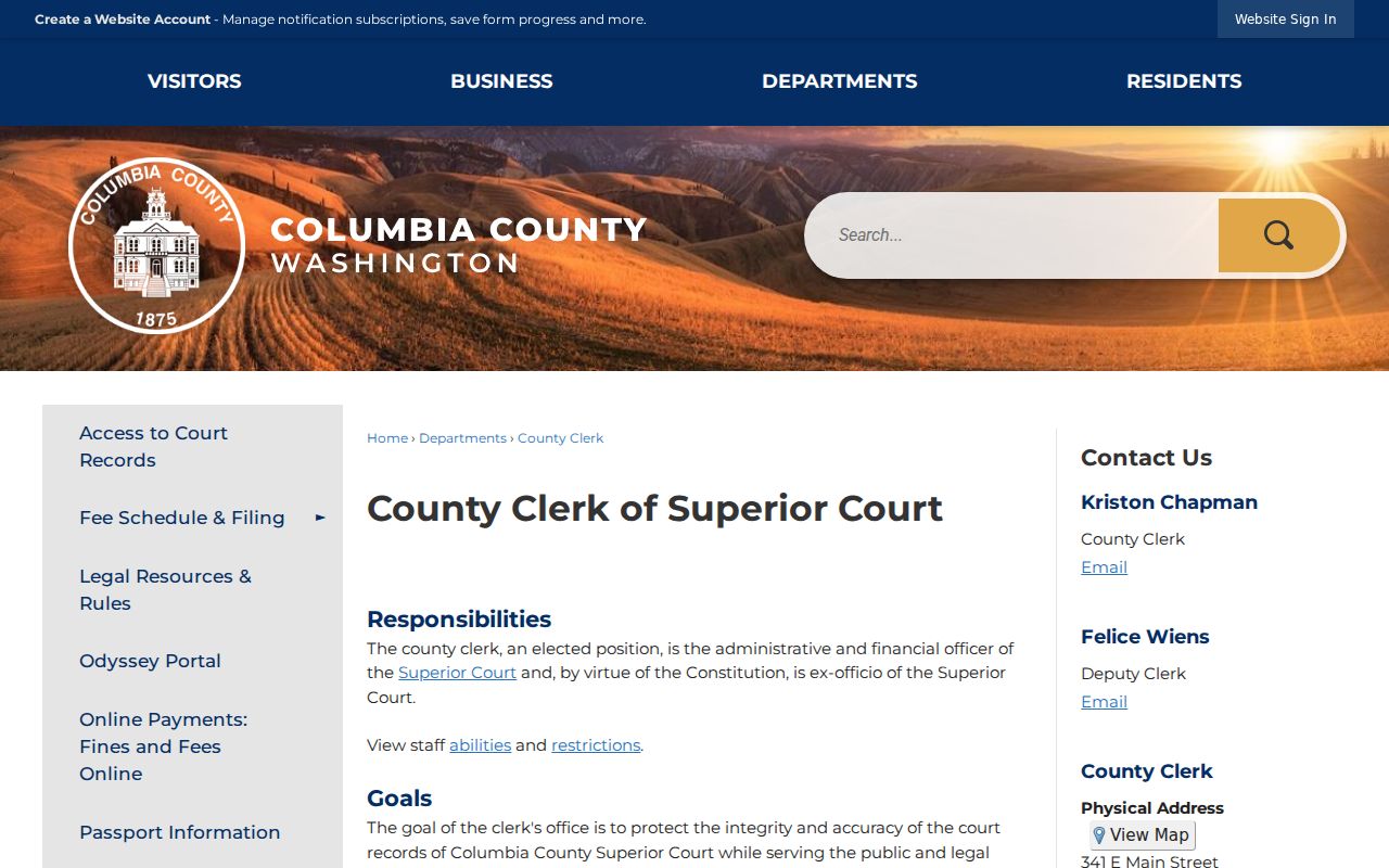 Columbia County Clerk official records page